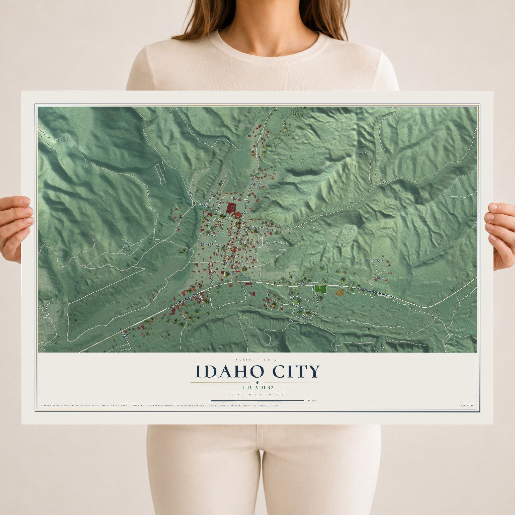Map of Idaho City, Idaho, 18 x 24 inch unframed archival matte print