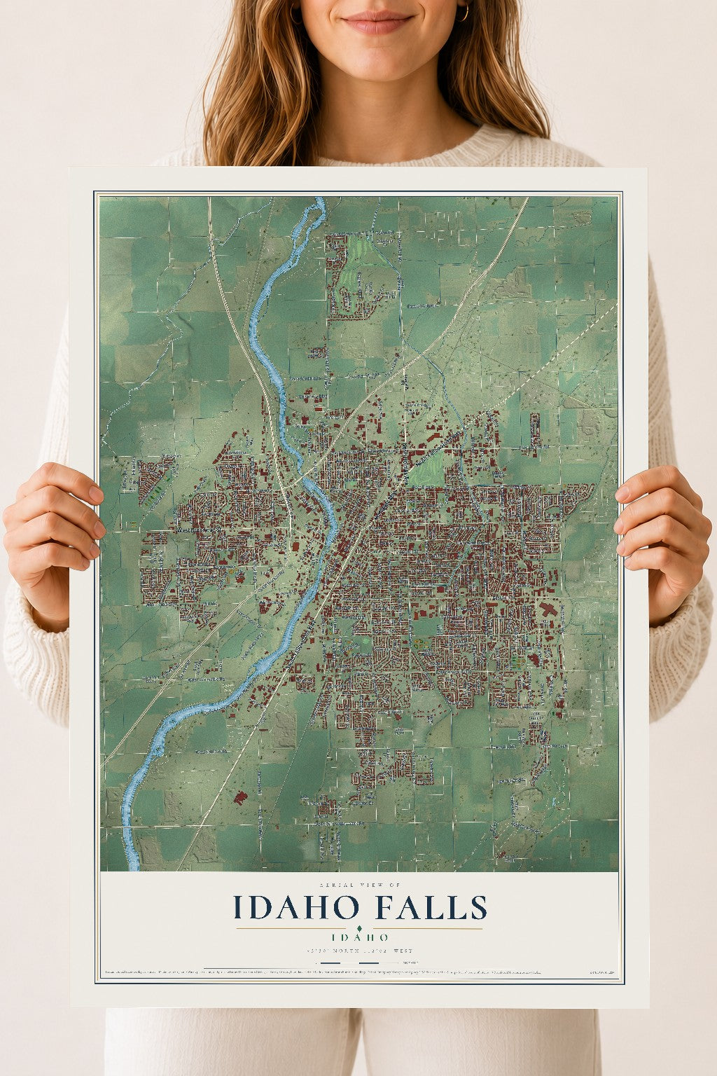 Map of Idaho Falls, Idaho, 18 x 24 inch unframed archival matte print