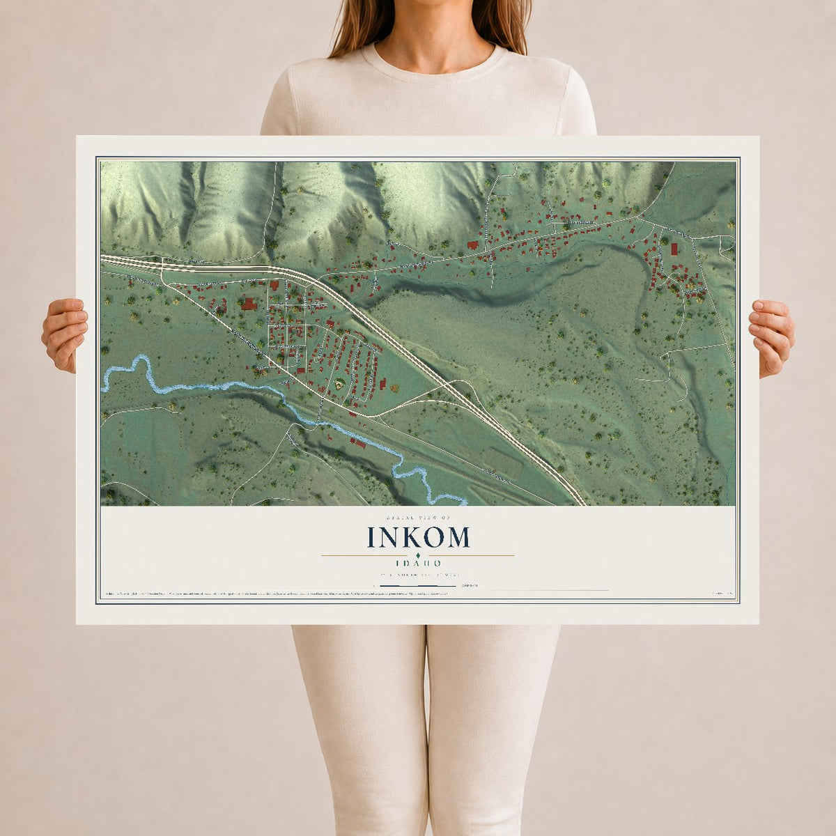 Map of Inkom, Idaho, 24 x 36 inch unframed archival matte print