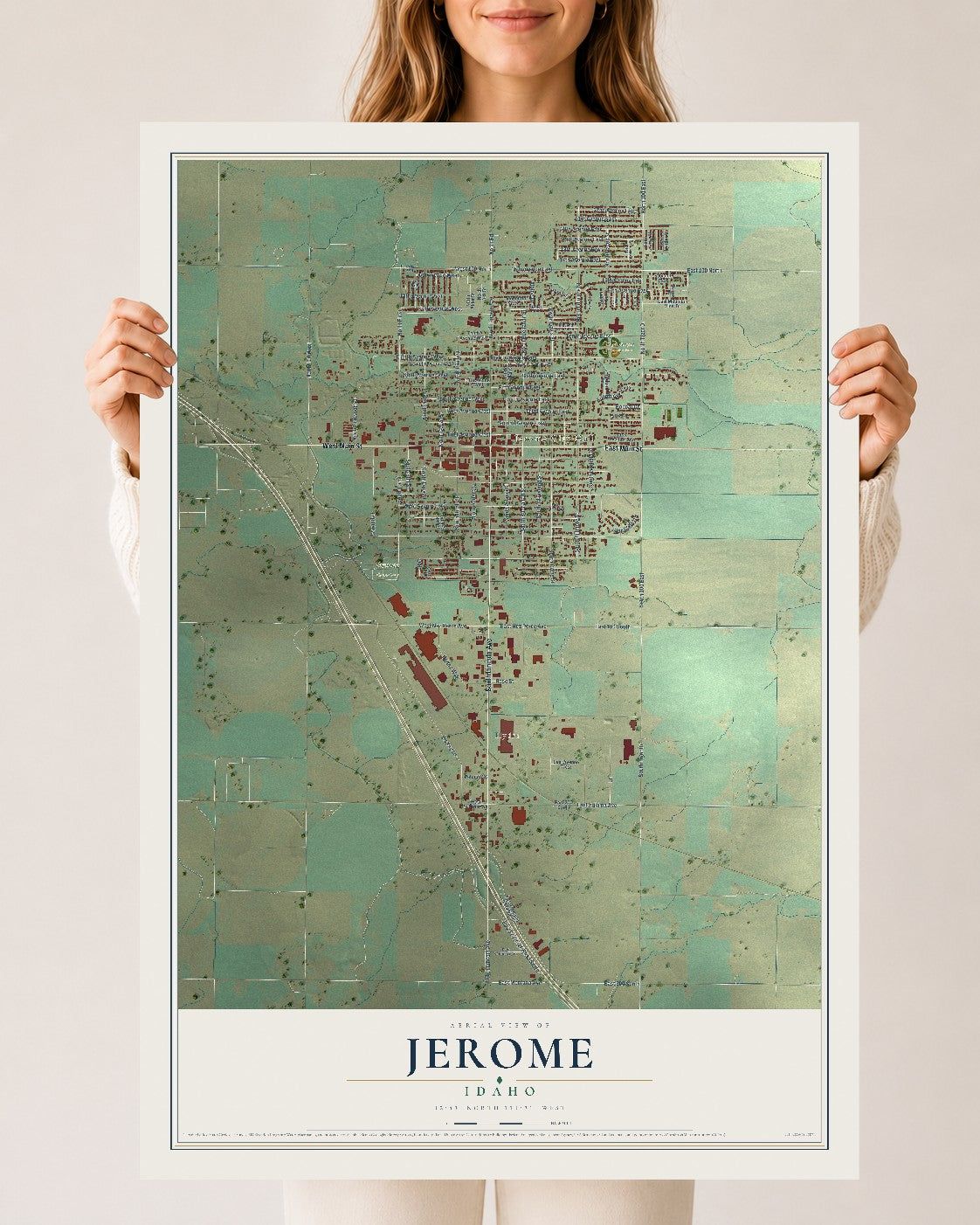 Map of Jerome, Idaho, 24 x 36 inch unframed archival matte print