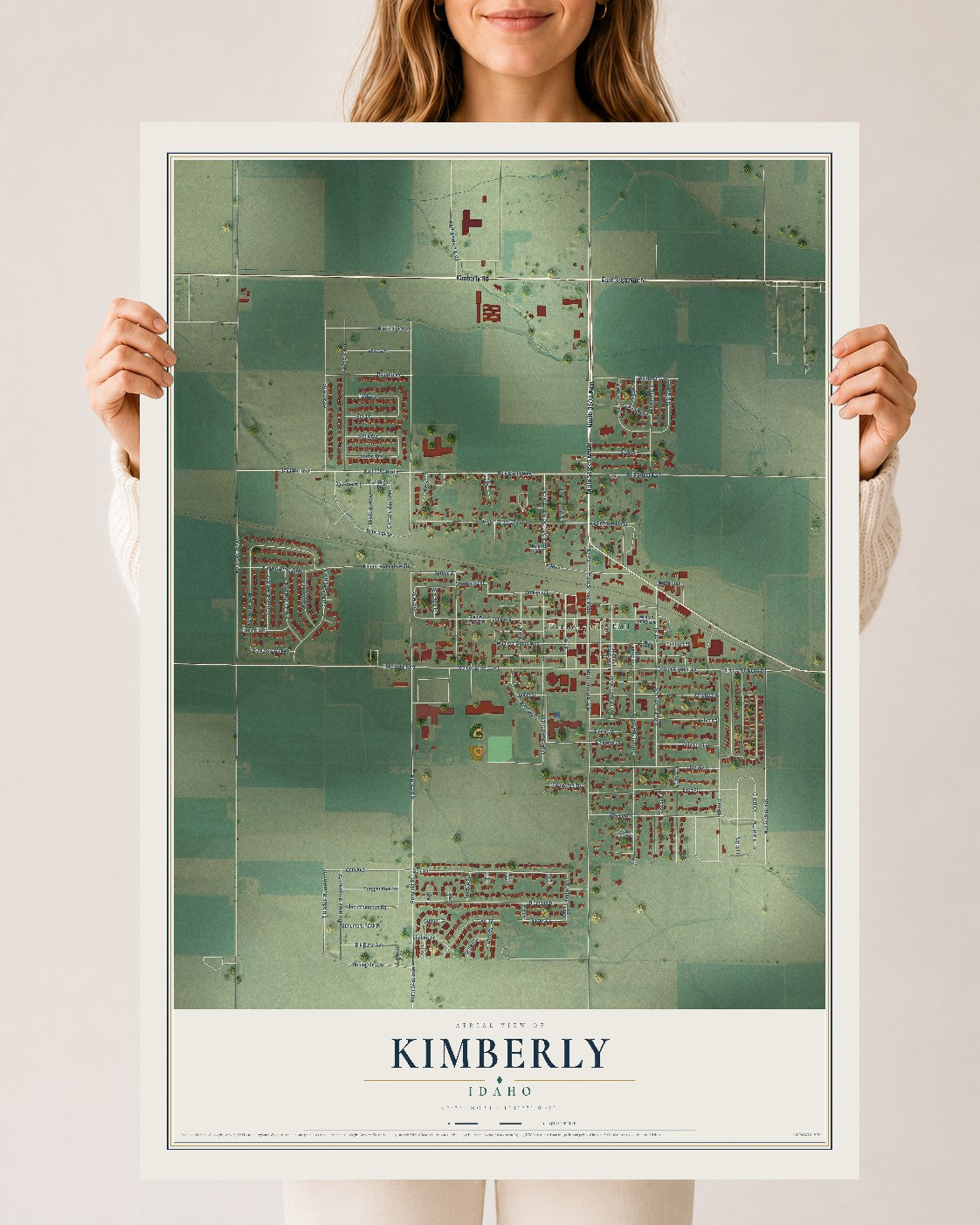 Map of Kimberly, Idaho, 24 x 36 inch unframed archival matte print