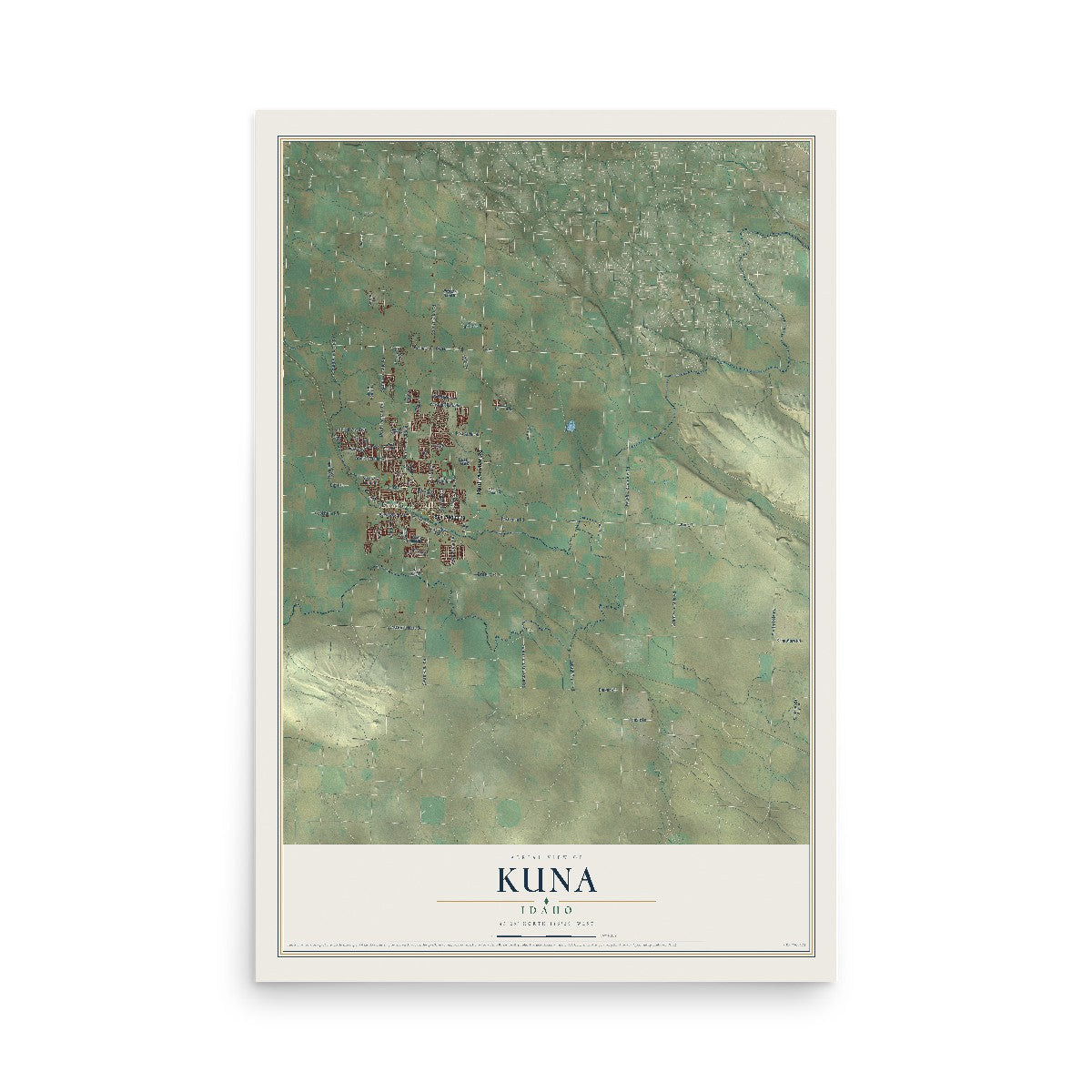 Map of Kuna, Idaho, 12 x 18 inch unframed archival matte print