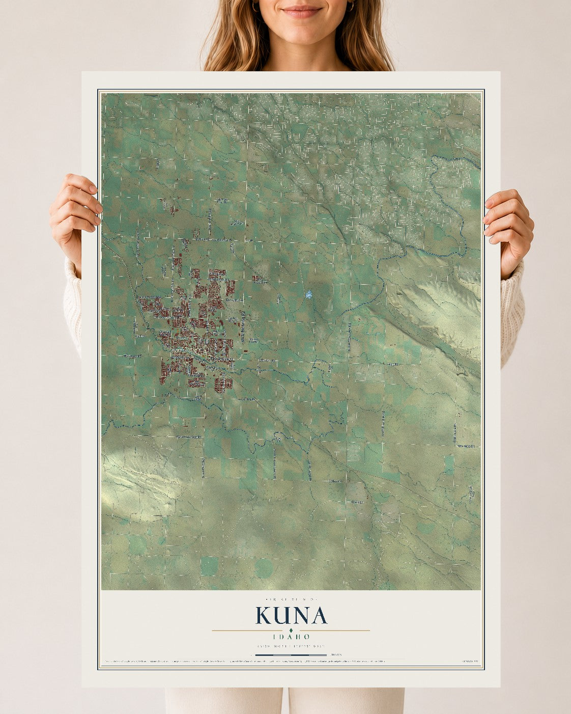 Map of Kuna, Idaho, 24 x 36 inch unframed archival matte print