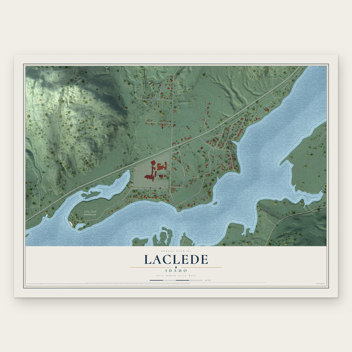 Laclede, Idaho map print, the full design