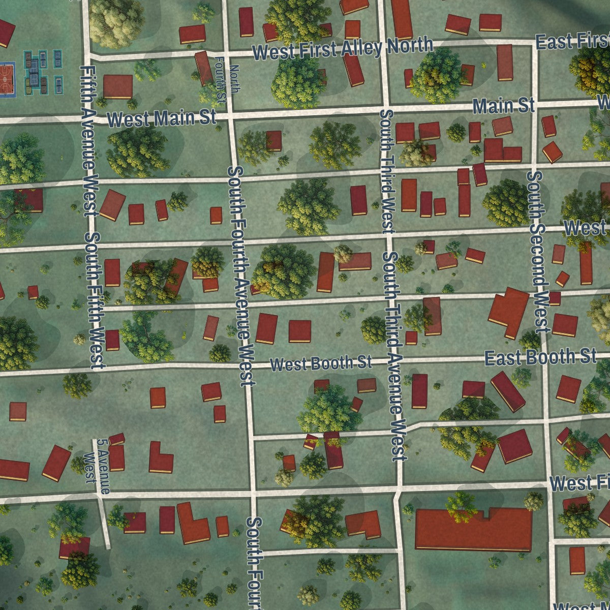 Close-up of the map of Lava Hot Springs, Idaho print showing street and building detail