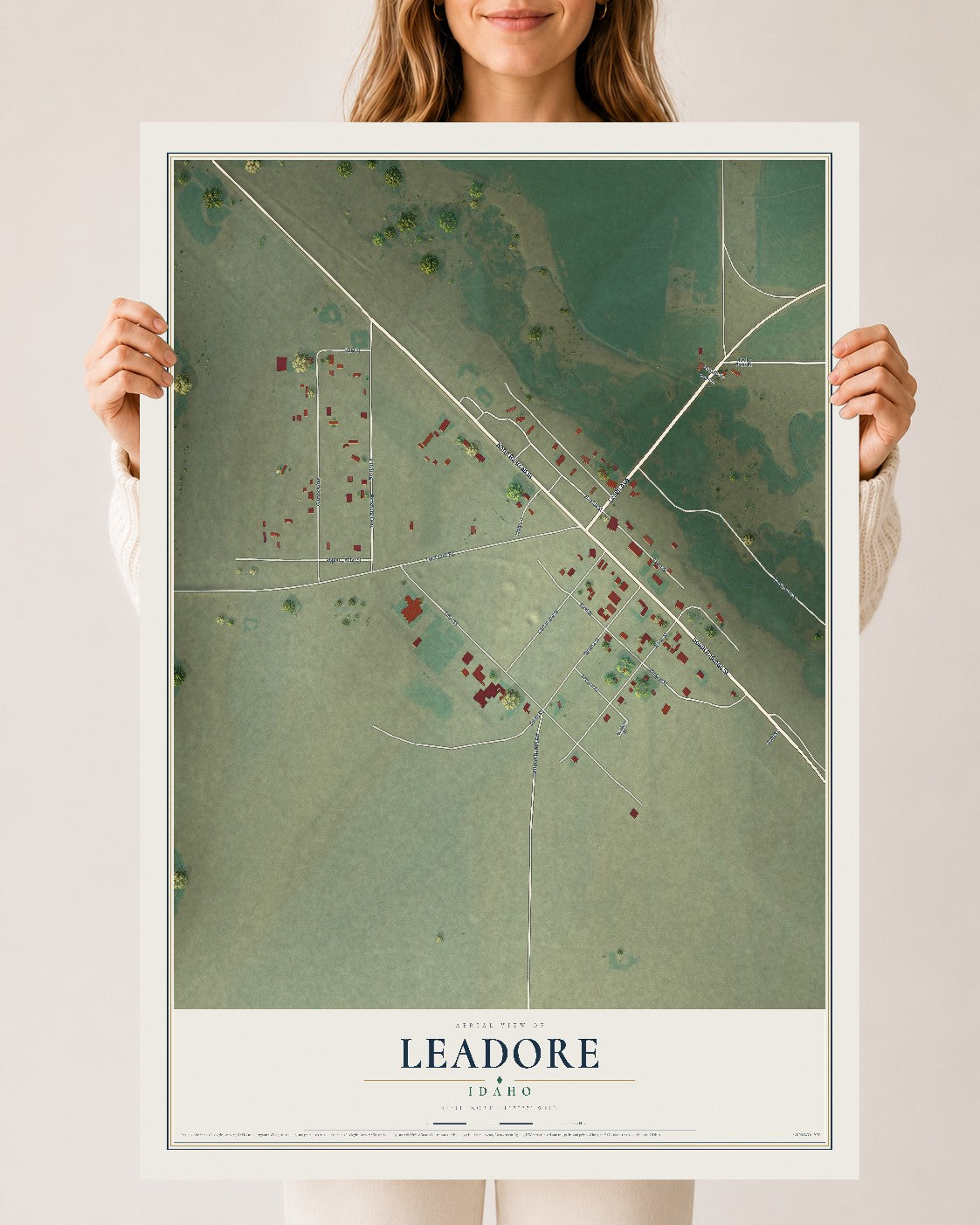 Map of Leadore, Idaho, 24 x 36 inch unframed archival matte print