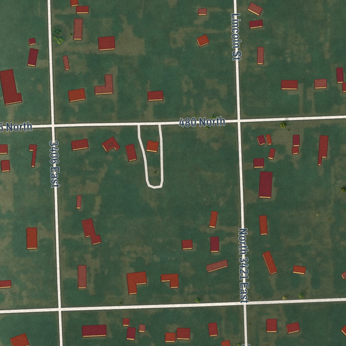 Second close-up of the map of Lewisville, Idaho print showing more streets and buildings