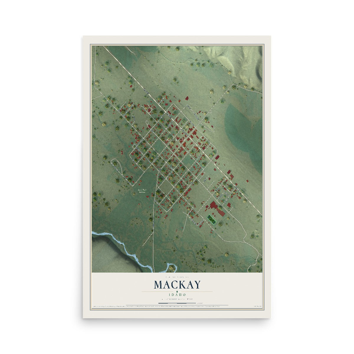 Map of Mackay, Idaho, 12 x 18 inch unframed archival matte print