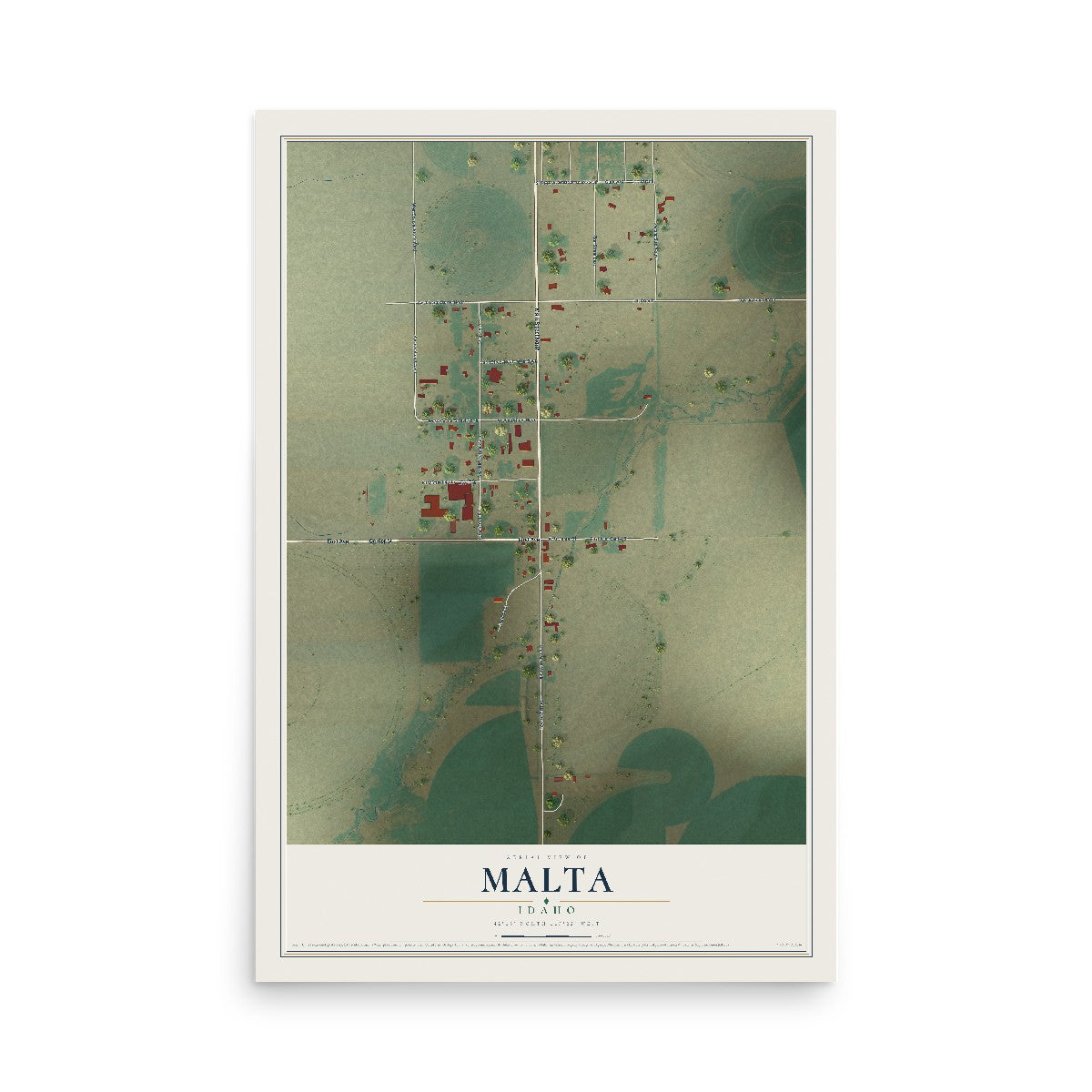 Map of Malta, Idaho, 12 x 18 inch unframed archival matte print