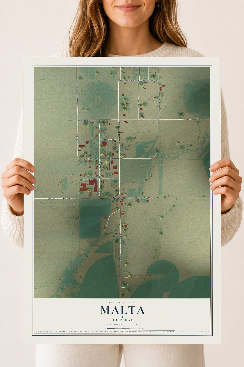 Map of Malta, Idaho, 18 x 24 inch unframed archival matte print