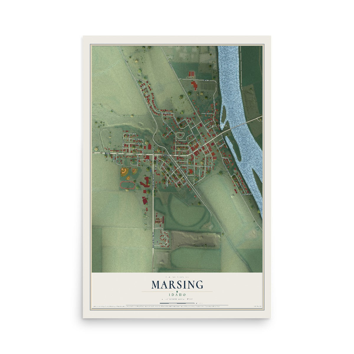 Map of Marsing, Idaho, 12 x 18 inch unframed archival matte print