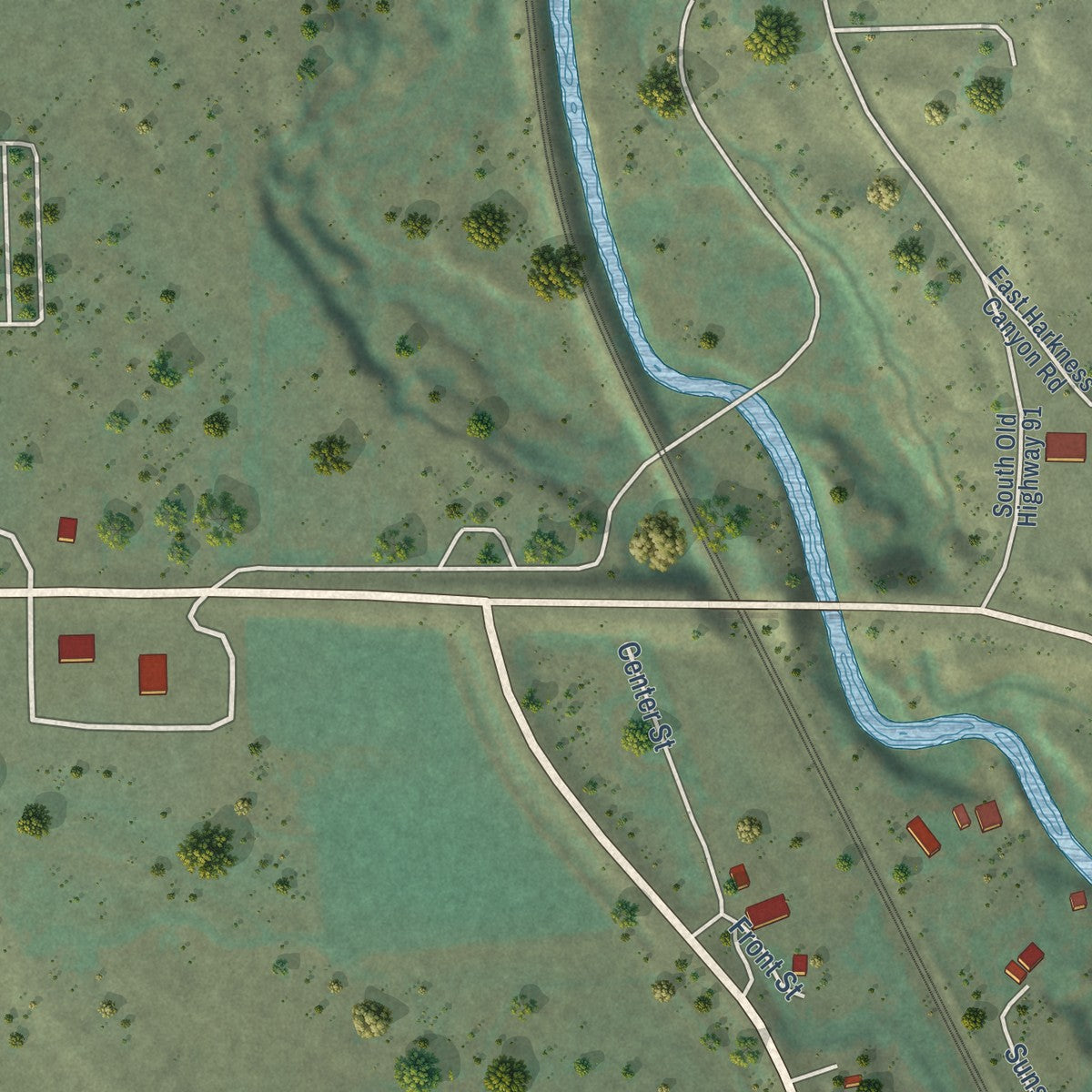 Second close-up of the map of McCammon, Idaho print showing more streets and buildings