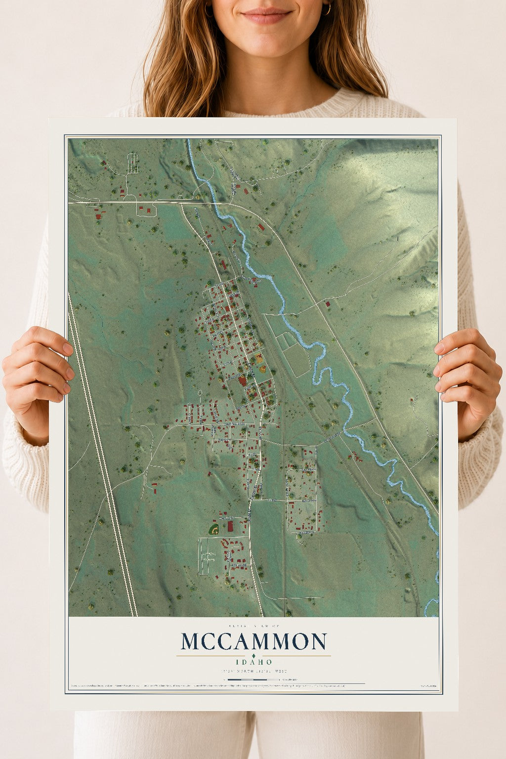 Map of McCammon, Idaho, 18 x 24 inch unframed archival matte print