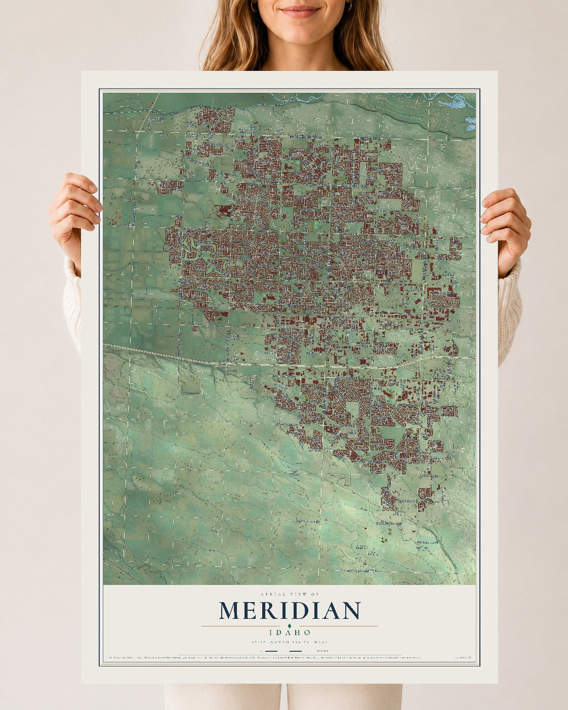 Map of Meridian, Idaho, 24 x 36 inch unframed archival matte print