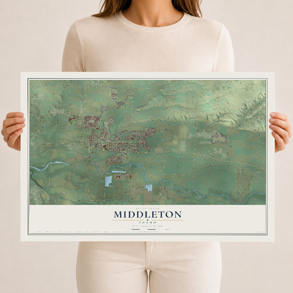 Map of Middleton, Idaho, 12 x 18 inch unframed archival matte print
