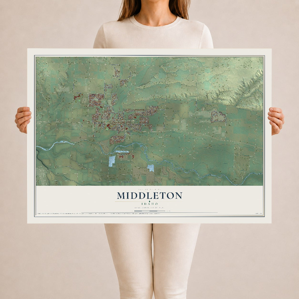 Map of Middleton, Idaho, 24 x 36 inch unframed archival matte print