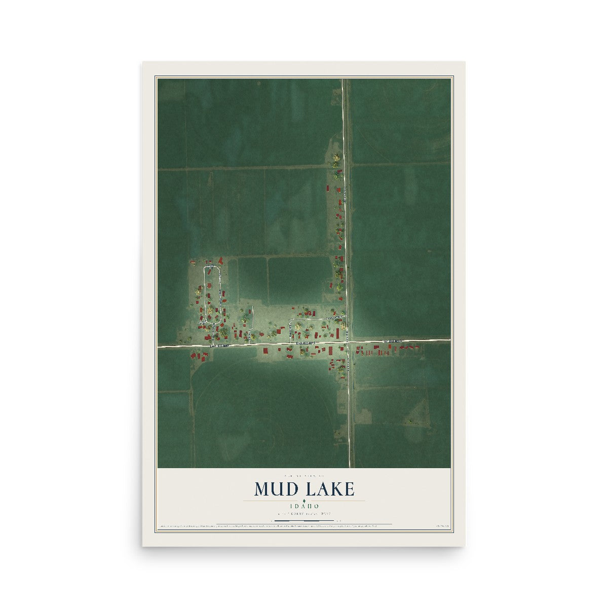 Map of Mud Lake, Idaho, 12 x 18 inch unframed archival matte print