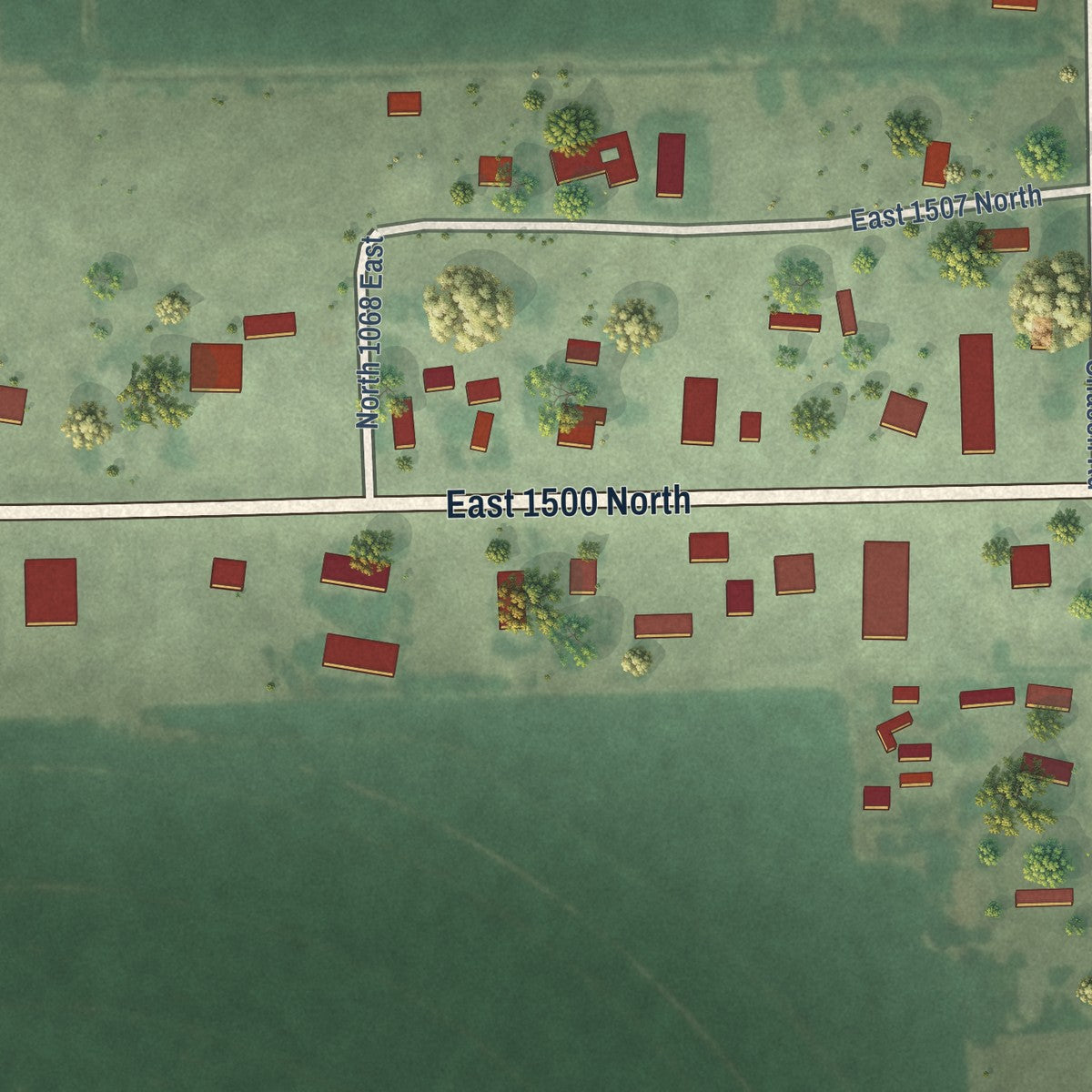Close-up of the map of Mud Lake, Idaho print showing street and building detail