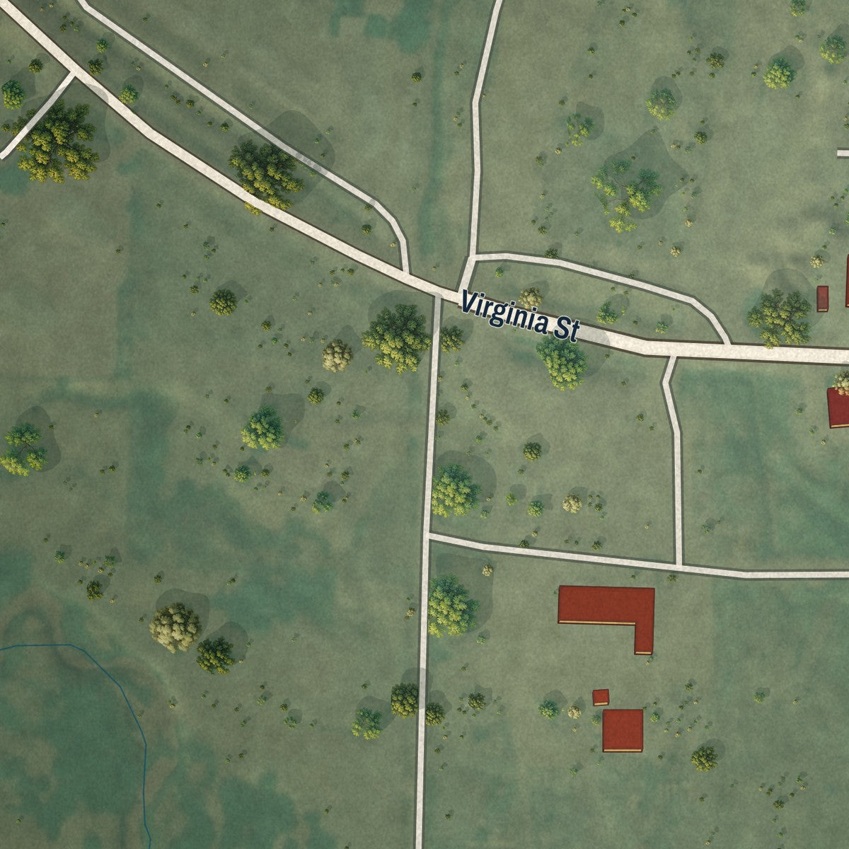 Second close-up of the map of New Meadows, Idaho print showing more streets and buildings