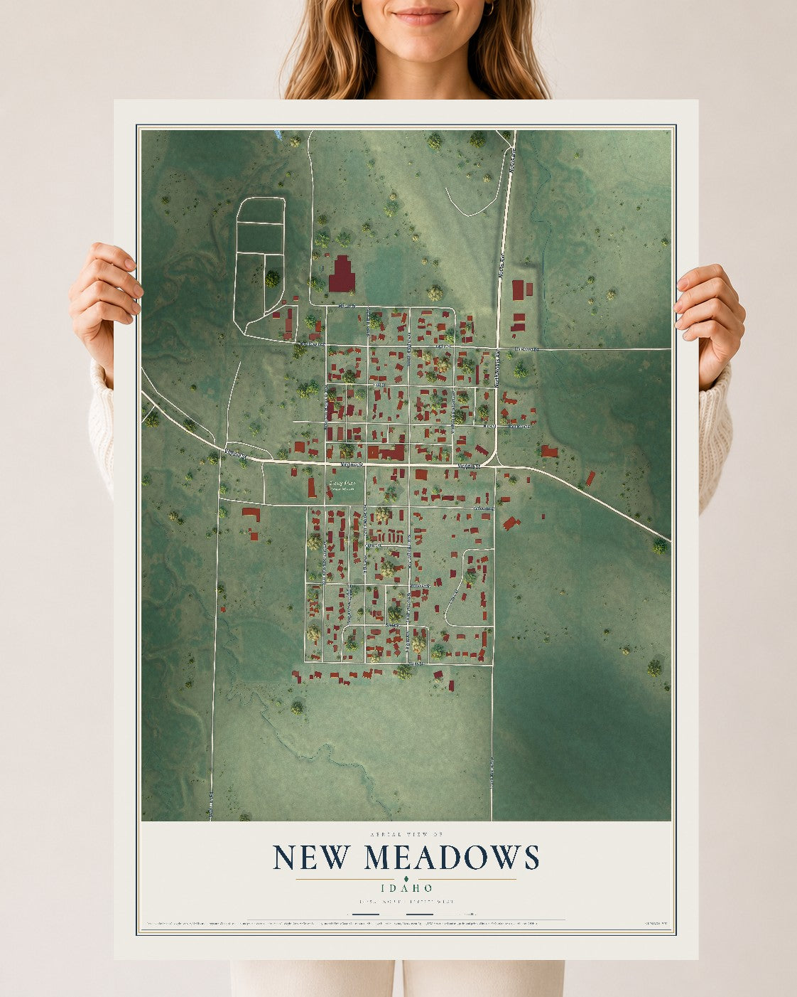 Map of New Meadows, Idaho, 24 x 36 inch unframed archival matte print