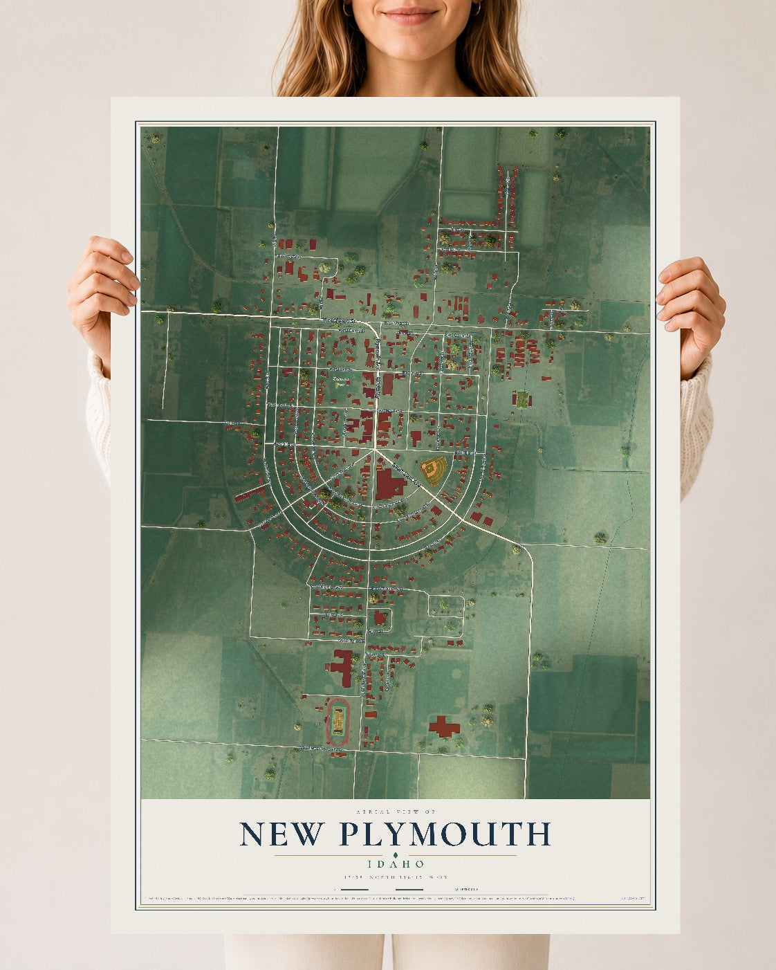Map of New Plymouth, Idaho, 24 x 36 inch unframed archival matte print
