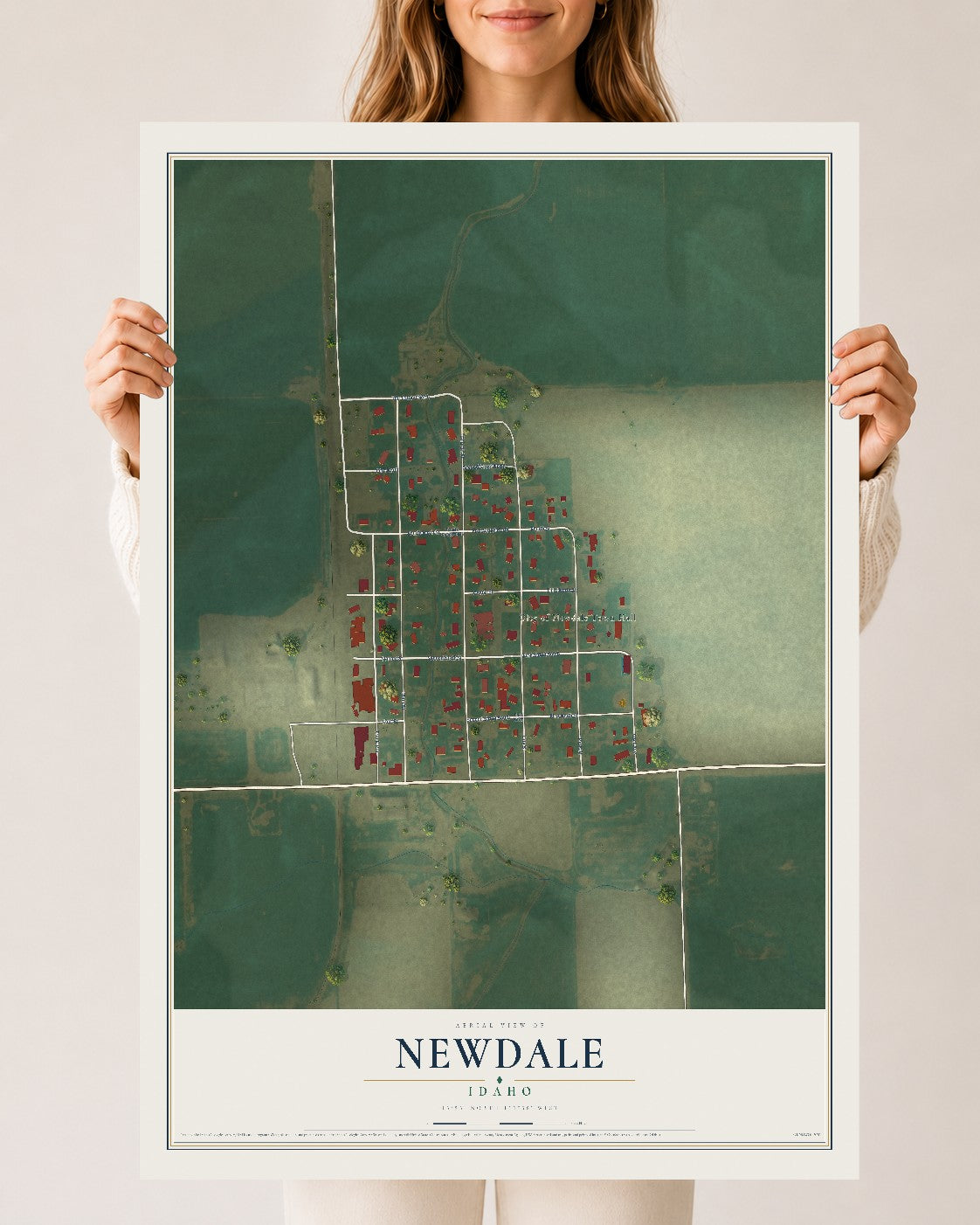 Map of Newdale, Idaho, 24 x 36 inch unframed archival matte print