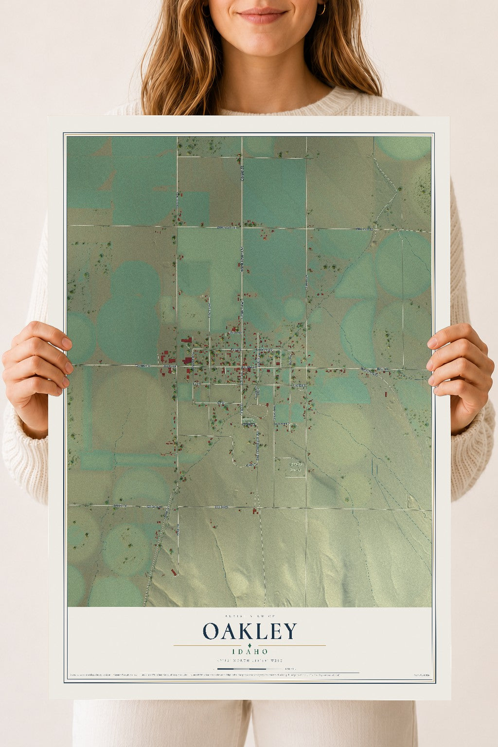 Map of Oakley, Idaho, 18 x 24 inch unframed archival matte print