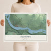 Map of Oldtown, Idaho, 12 x 18 inch unframed archival matte print