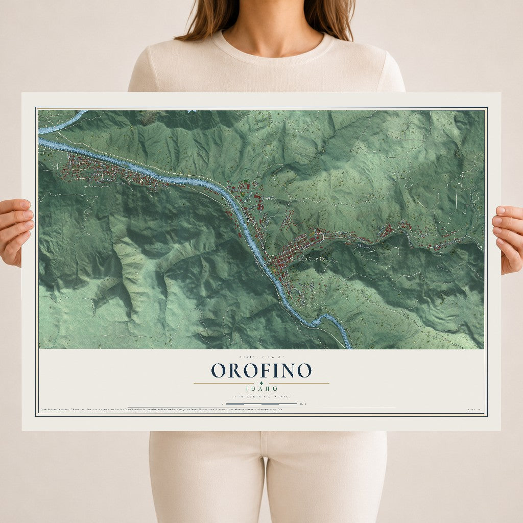 Map of Orofino, Idaho, 18 x 24 inch unframed archival matte print