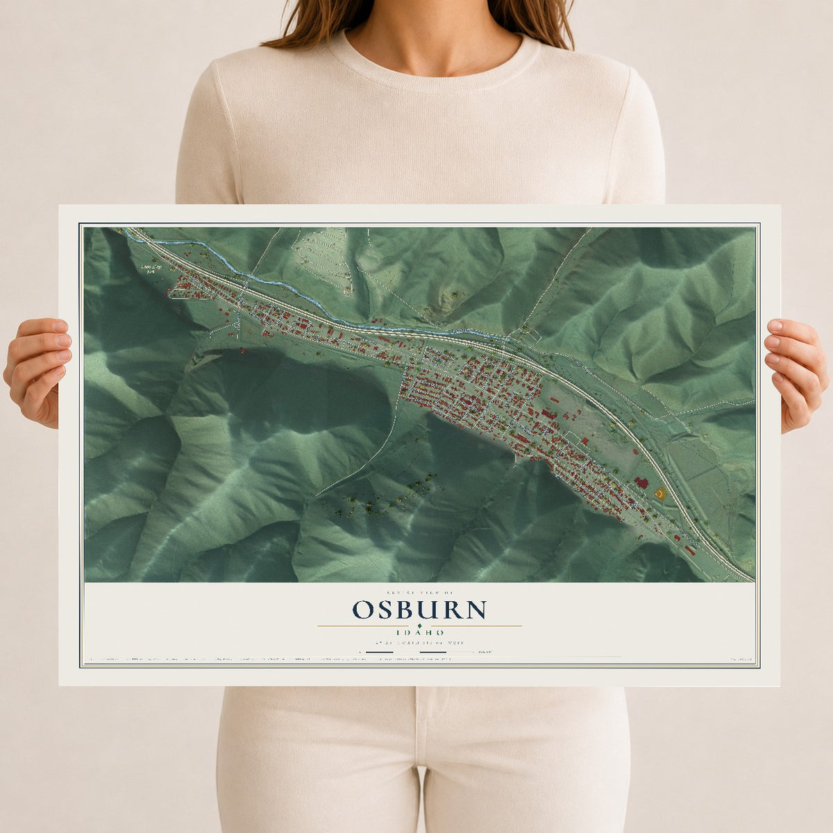 Map of Osburn, Idaho, 12 x 18 inch unframed archival matte print
