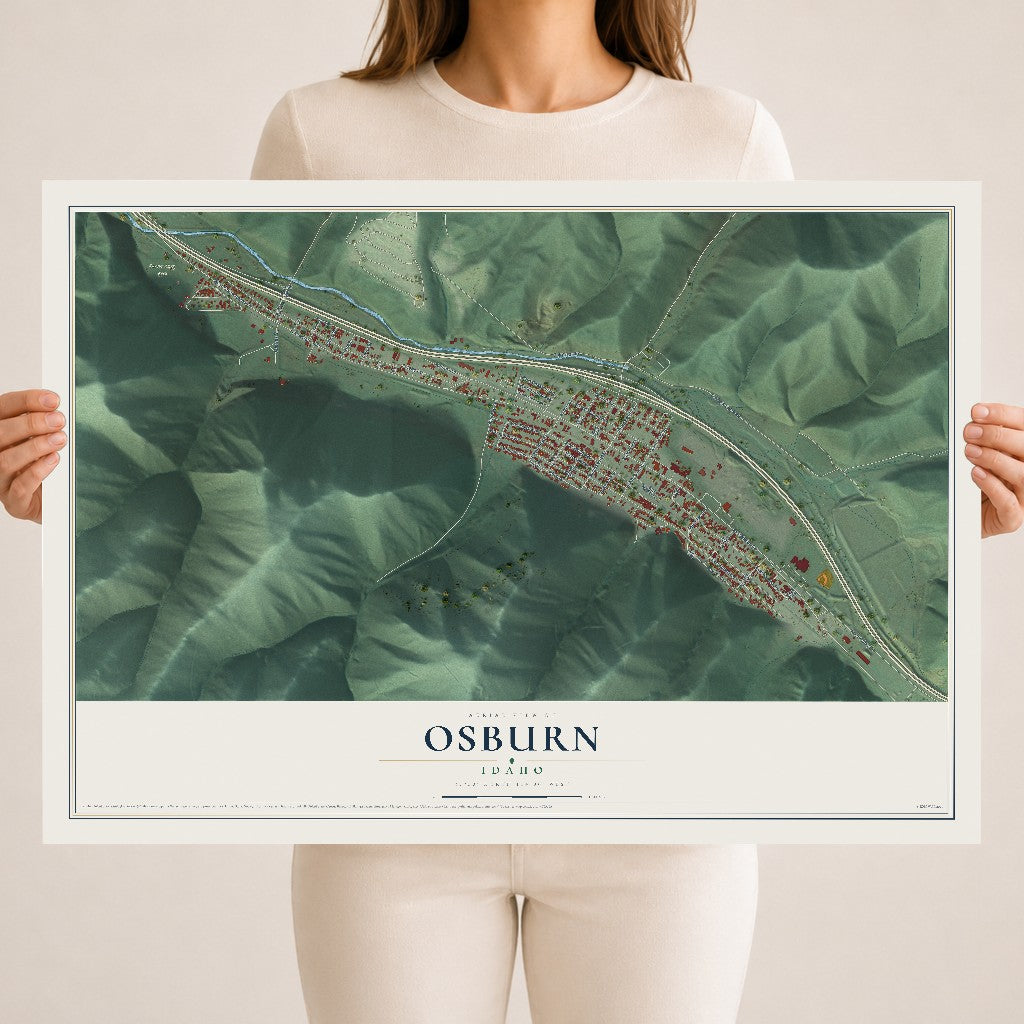 Map of Osburn, Idaho, 18 x 24 inch unframed archival matte print