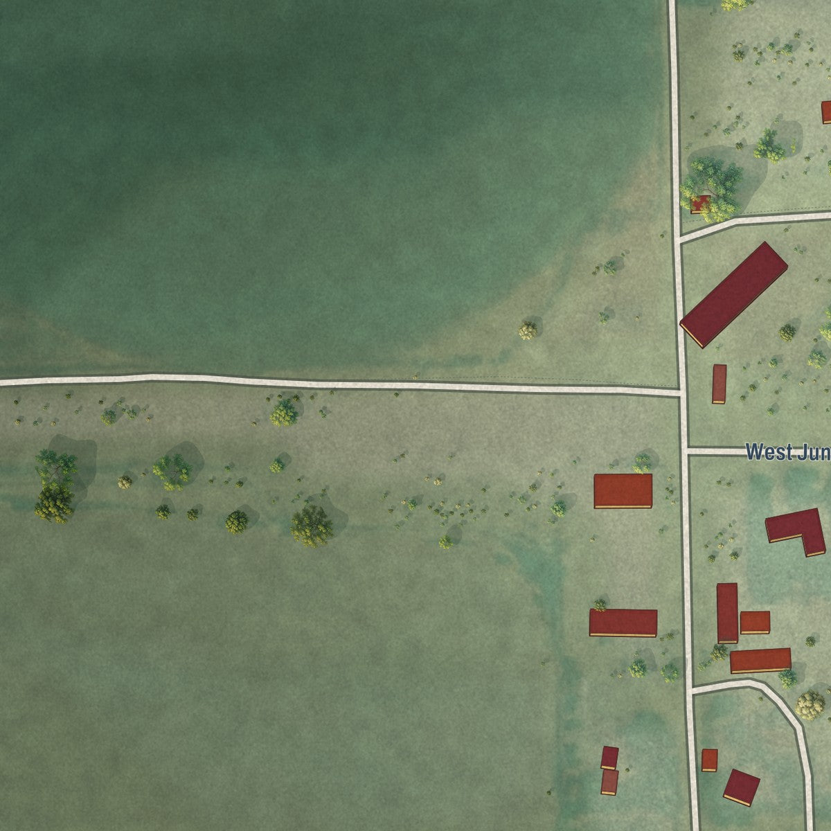 Second close-up of the map of Parker, Idaho print showing more streets and buildings