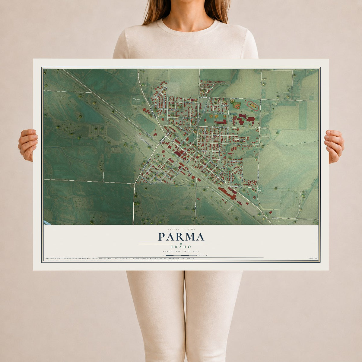 Map of Parma, Idaho, 24 x 36 inch unframed archival matte print