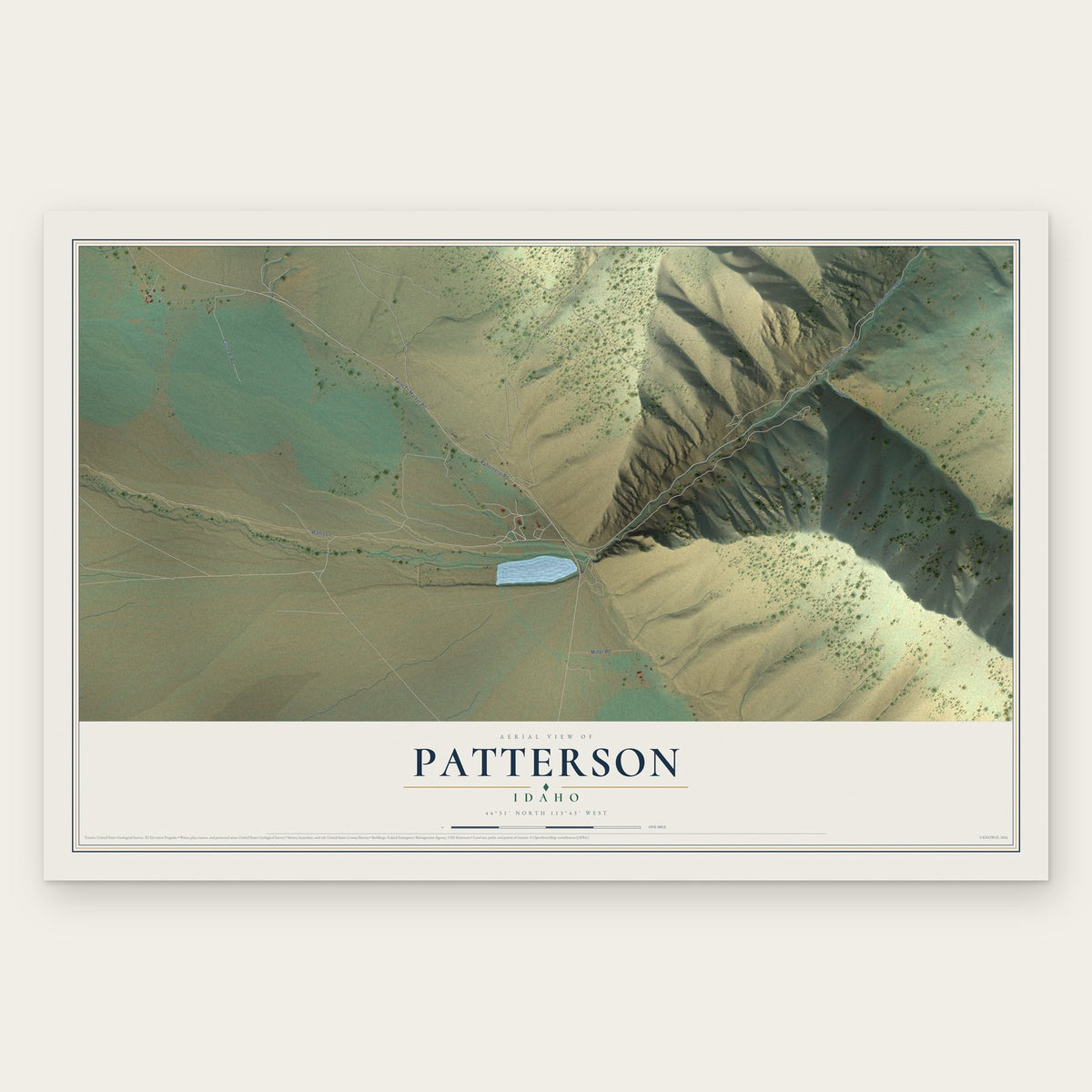 Patterson, Idaho map print, the full design