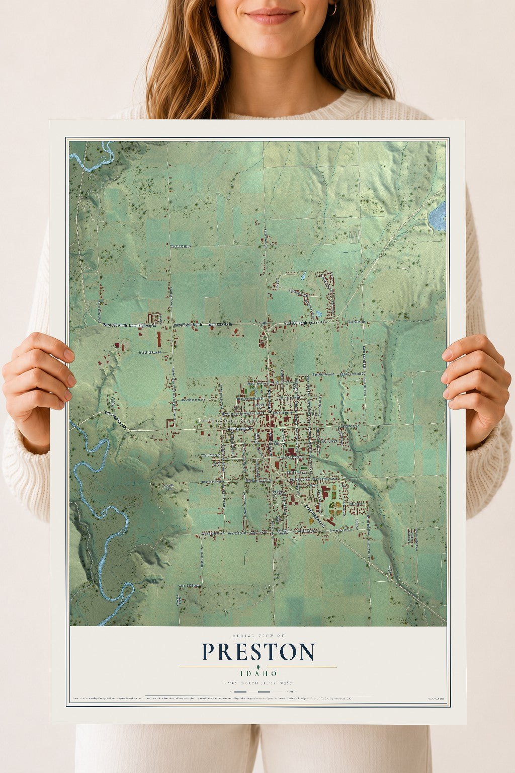 Map of Preston, Idaho, 18 x 24 inch unframed archival matte print