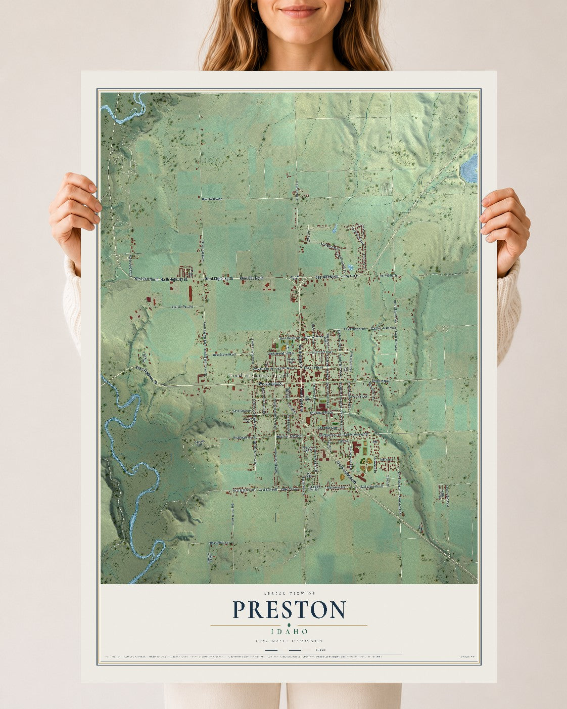 Map of Preston, Idaho, 24 x 36 inch unframed archival matte print