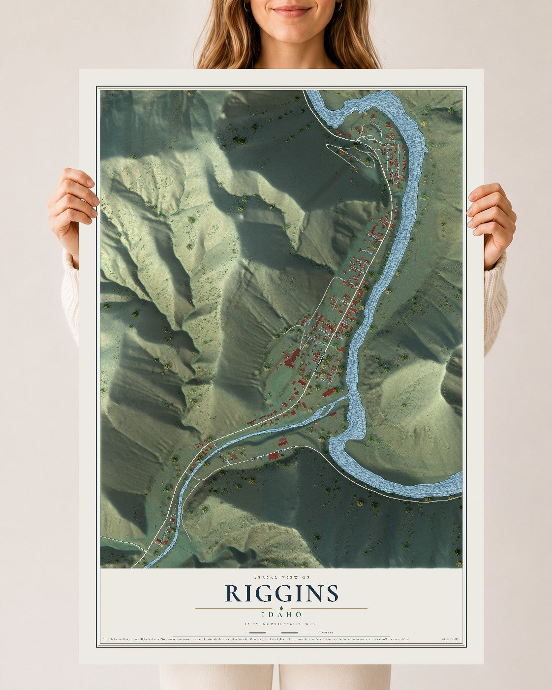 Map of Riggins, Idaho, 24 x 36 inch unframed archival matte print