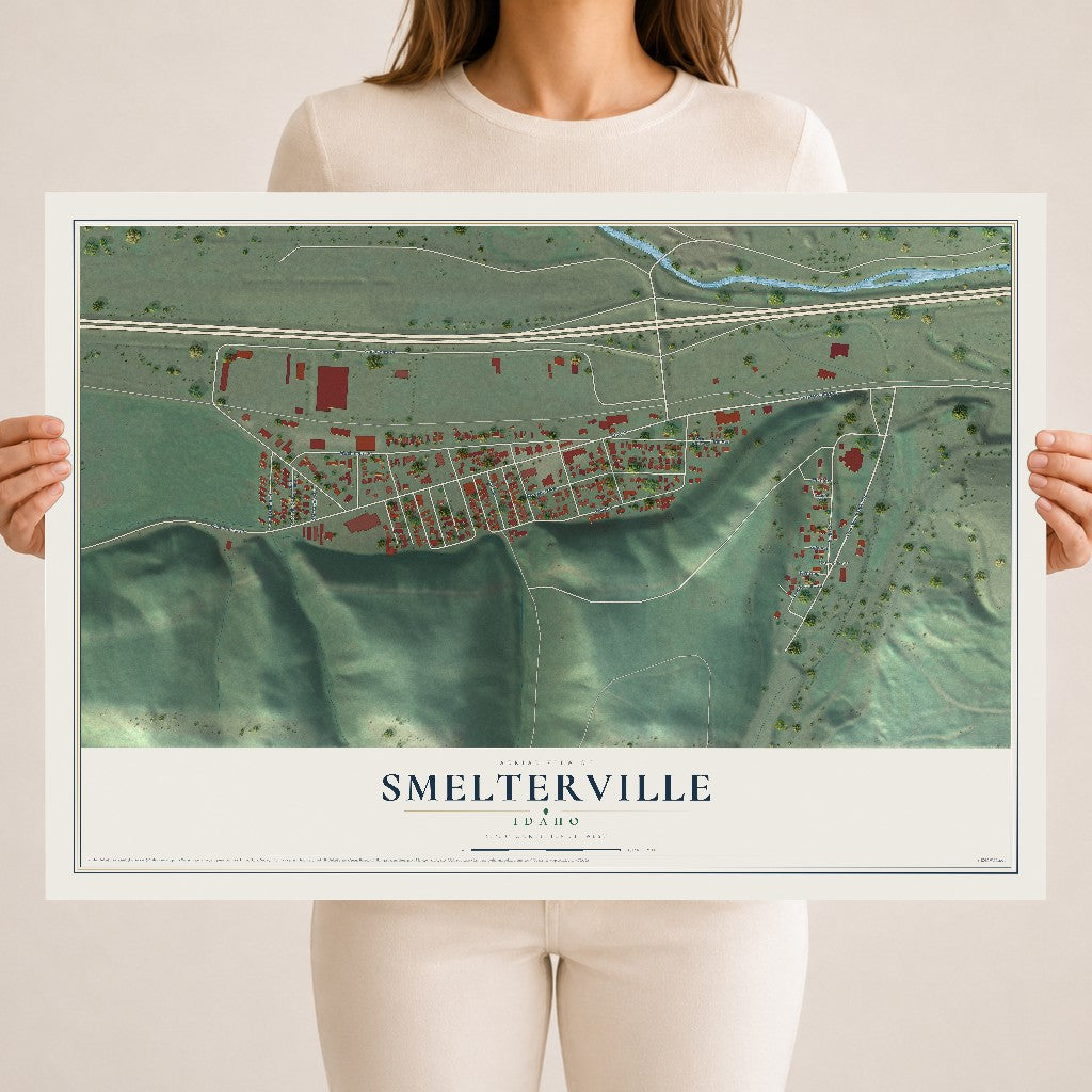 Map of Smelterville, Idaho, 18 x 24 inch unframed archival matte print