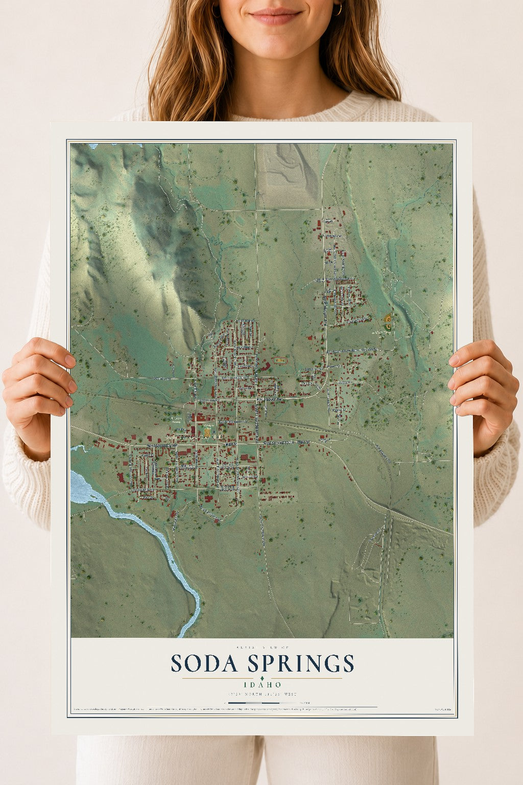 Map of Soda Springs, Idaho, 18 x 24 inch unframed archival matte print
