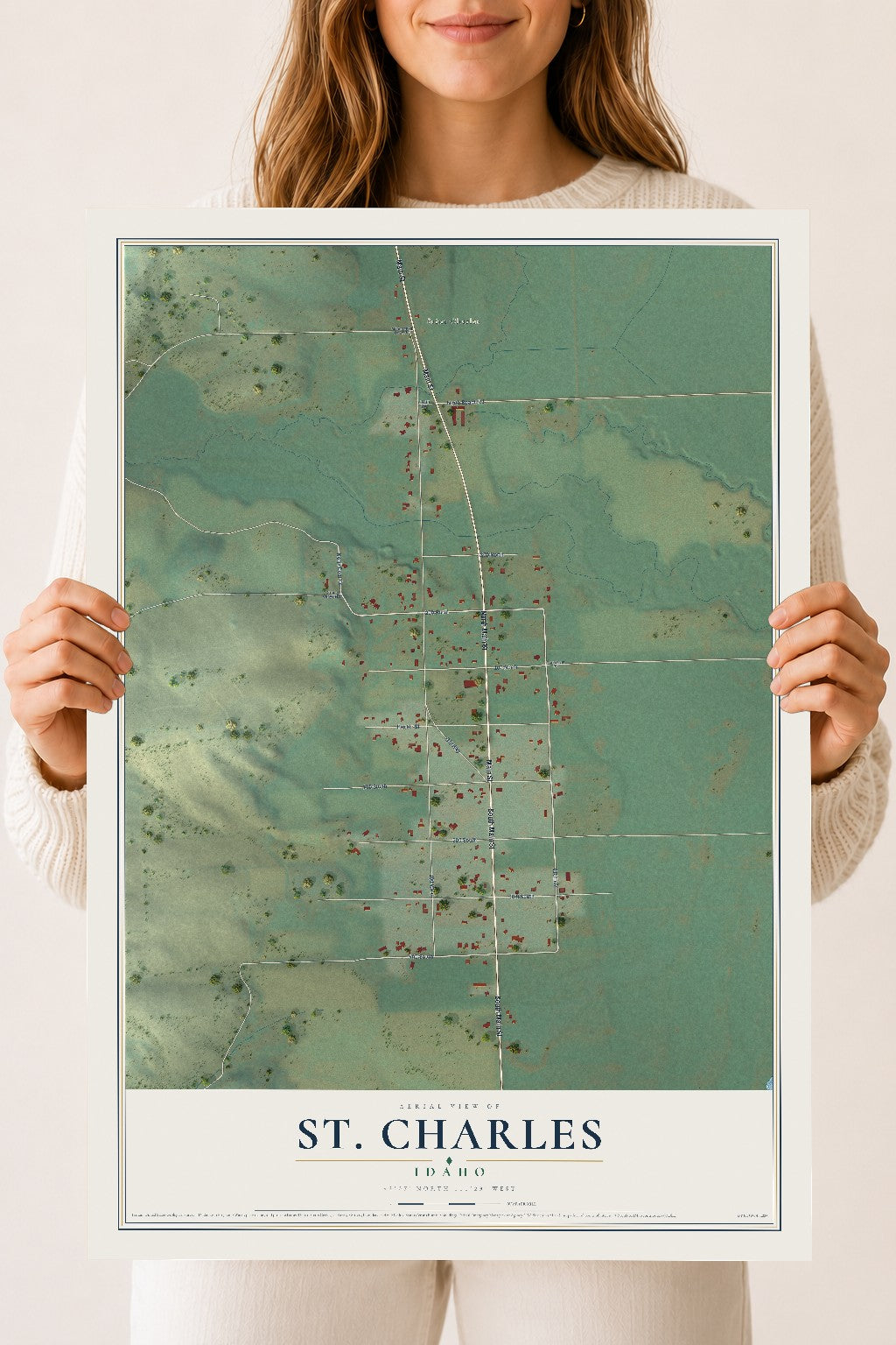 Map of St. Charles, Idaho, 18 x 24 inch unframed archival matte print
