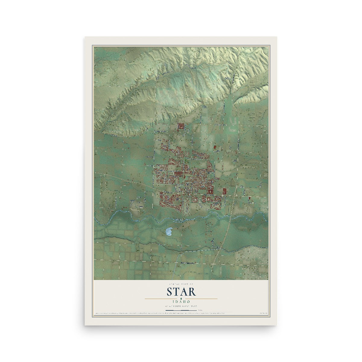 Map of Star, Idaho, 12 x 18 inch unframed archival matte print