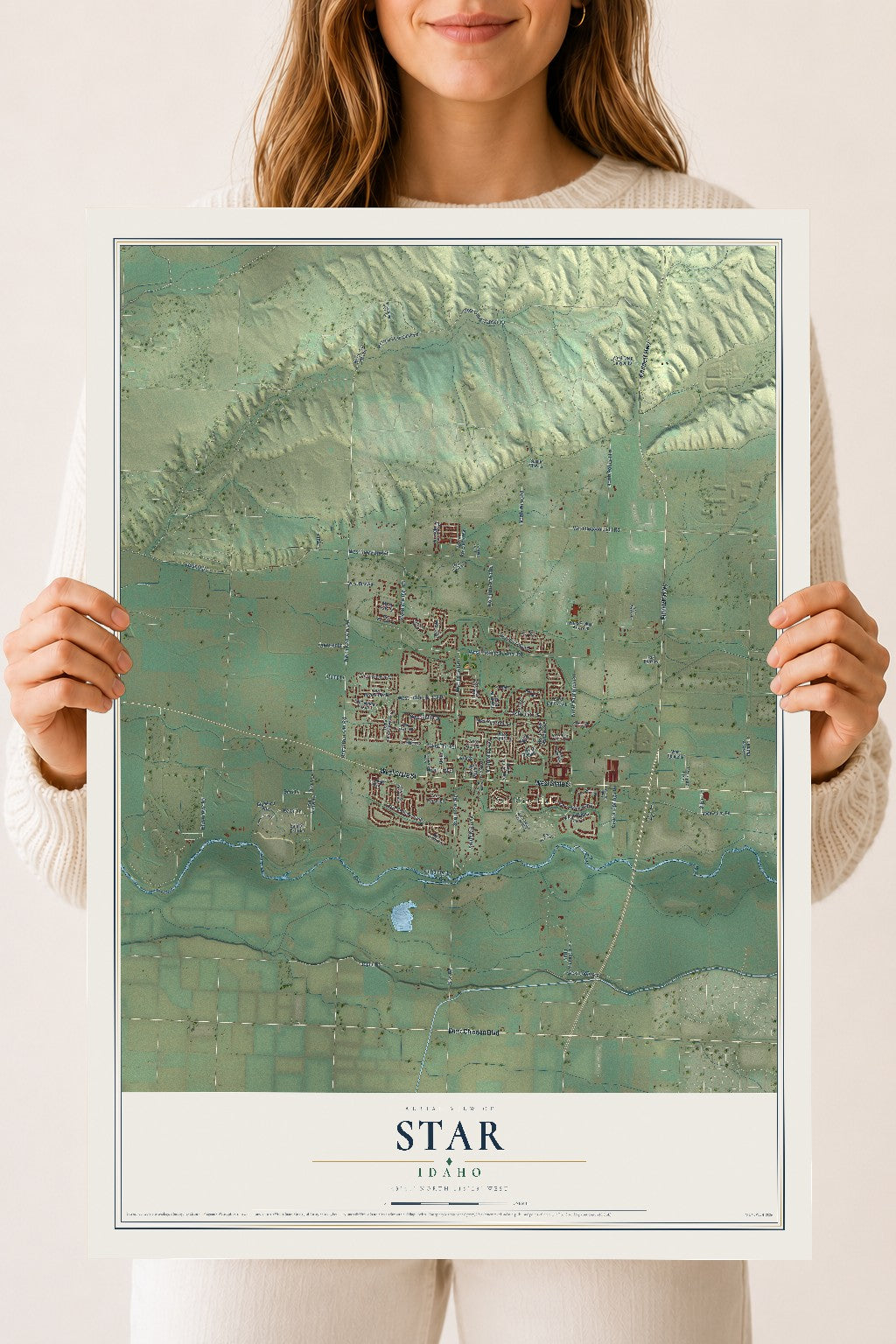 Map of Star, Idaho, 18 x 24 inch unframed archival matte print