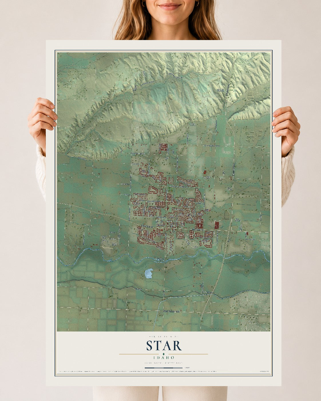 Map of Star, Idaho, 24 x 36 inch unframed archival matte print