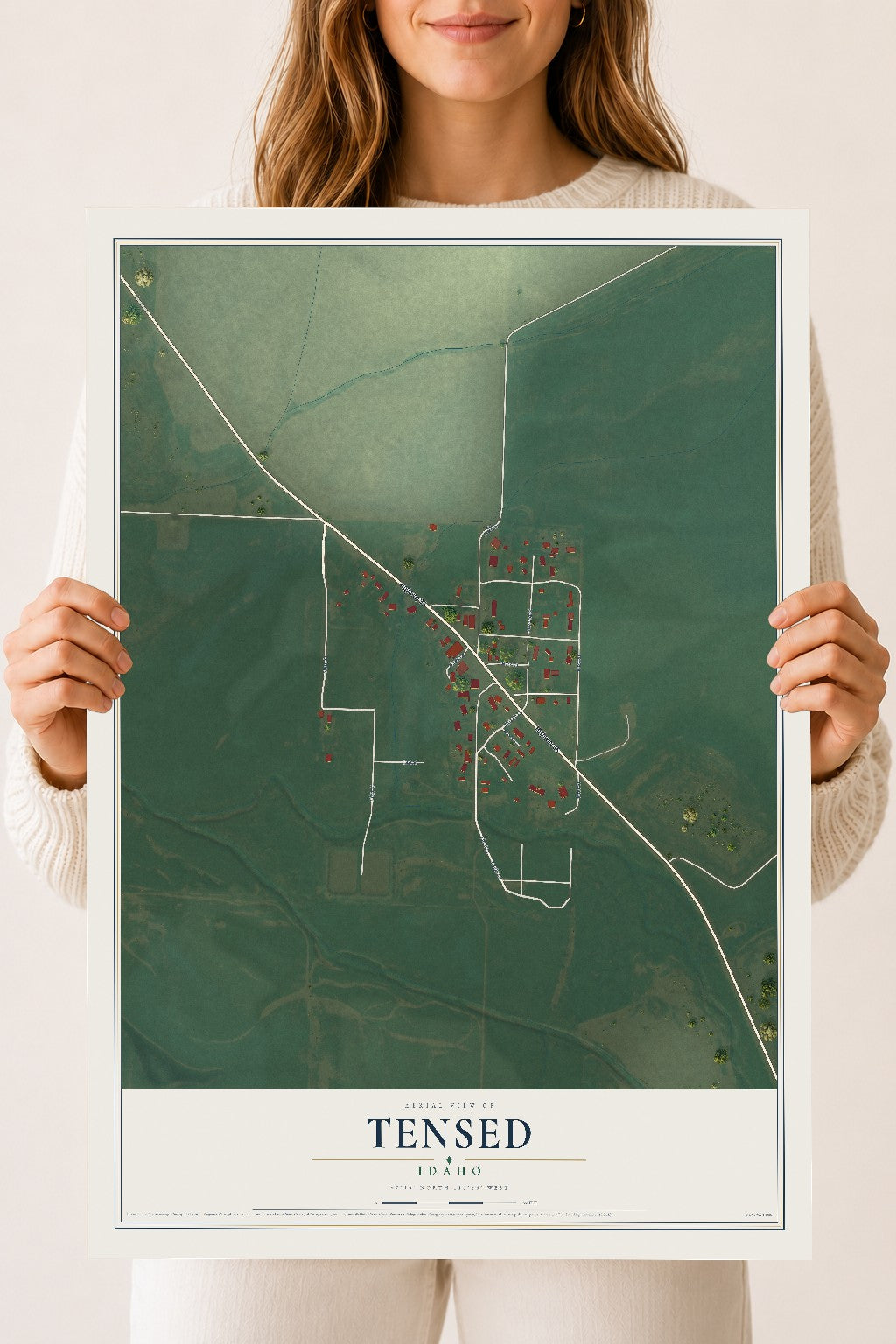 Map of Tensed, Idaho, 18 x 24 inch unframed archival matte print