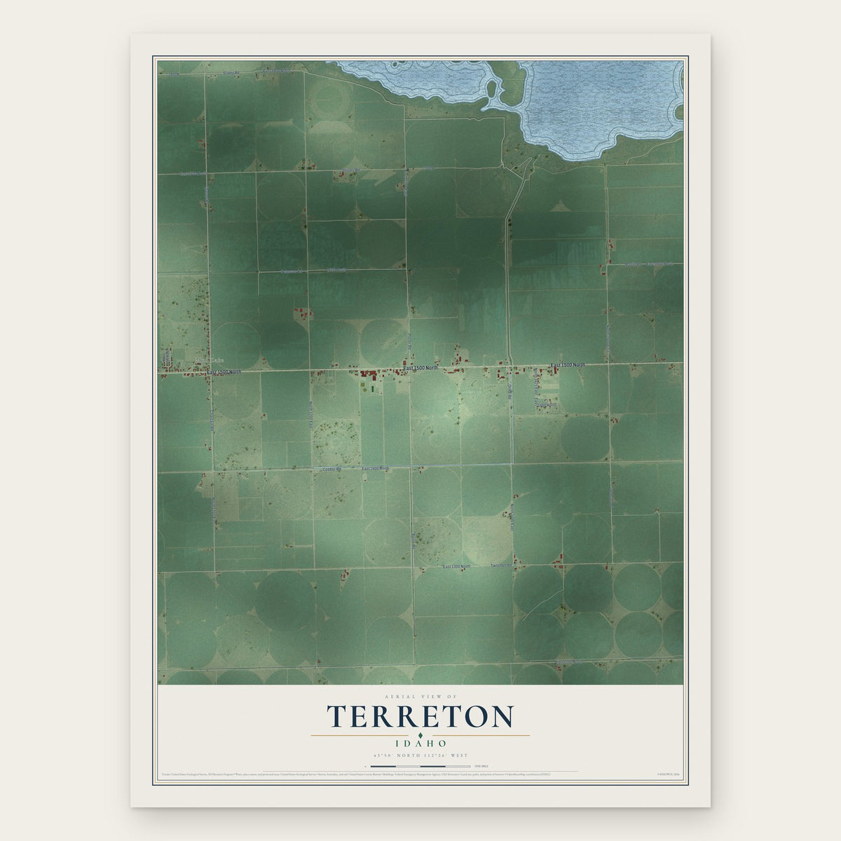 Terreton, Idaho map print, the full design