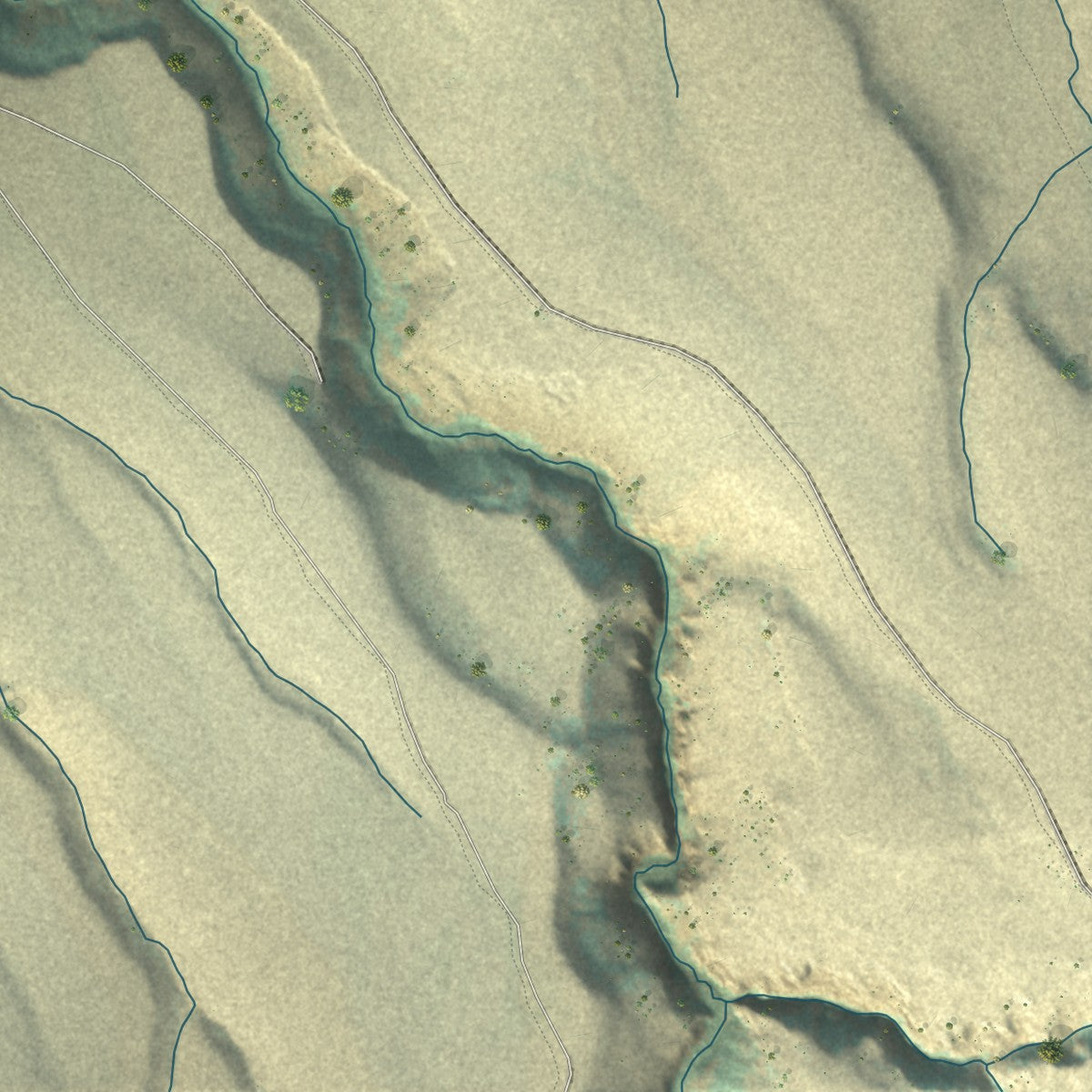 Close-up of the map of Three Creek, Idaho print showing street and building detail