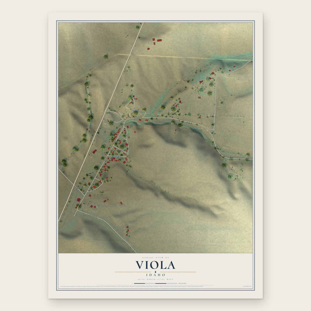 Viola, Idaho map print, the full design