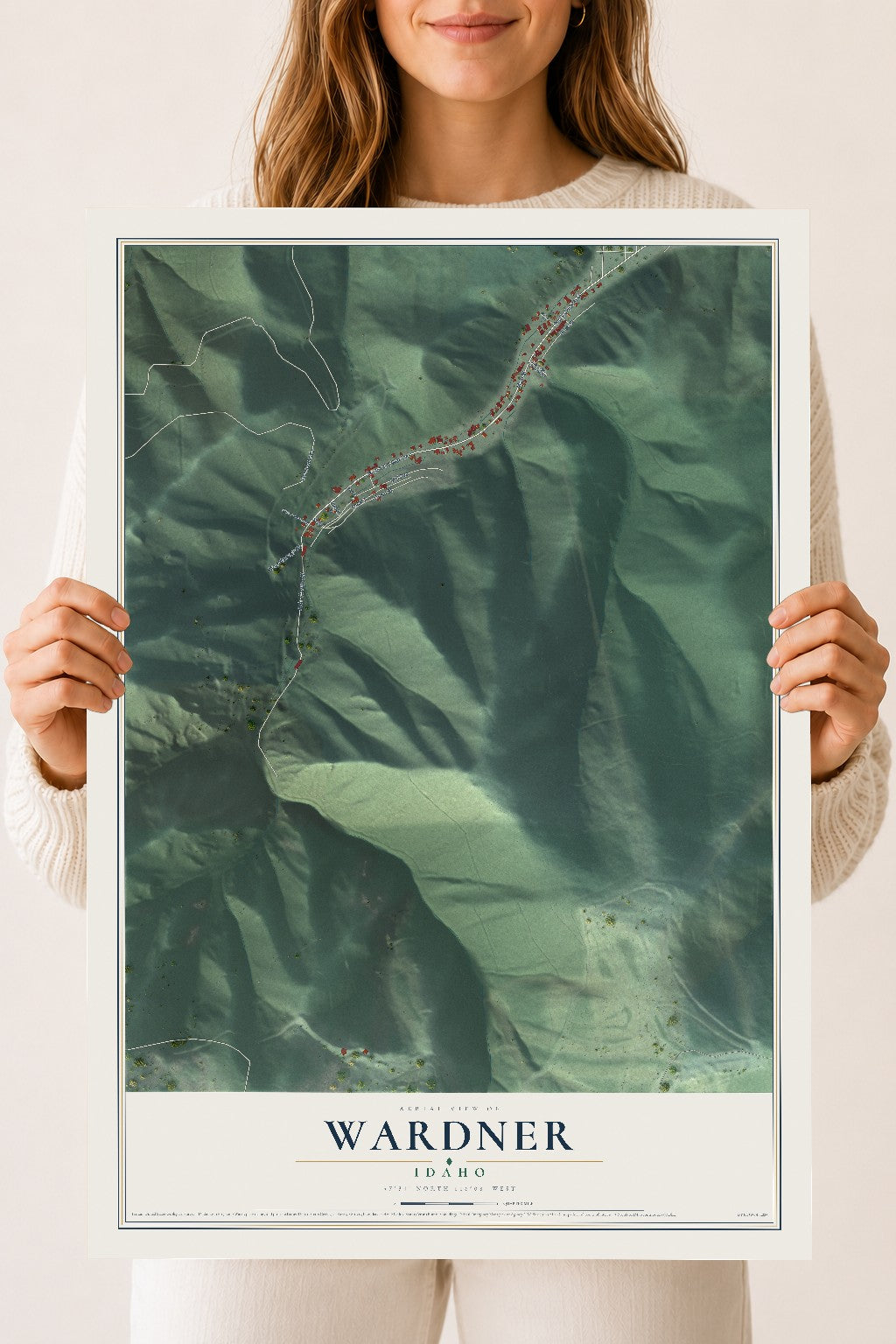 Map of Wardner, Idaho, 18 x 24 inch unframed archival matte print