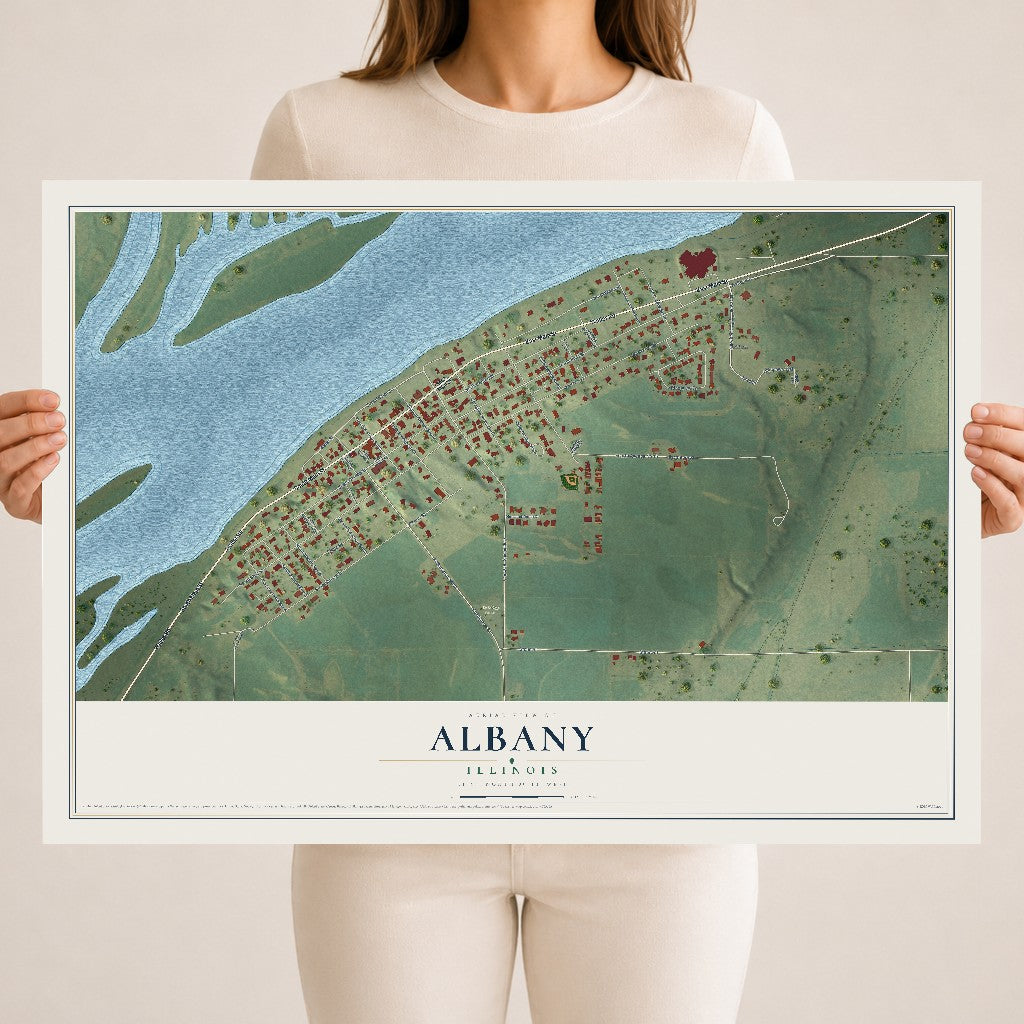 Map of Albany, Illinois, 18 x 24 inch unframed archival matte print