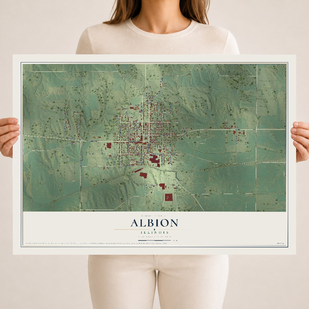 Map of Albion, Illinois, 18 x 24 inch unframed archival matte print